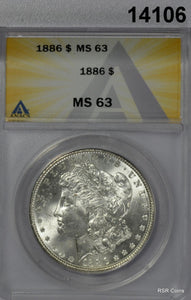 1886 MORGAN SILVER DOLLAR ANACS CERTIFIED MS63! #14106