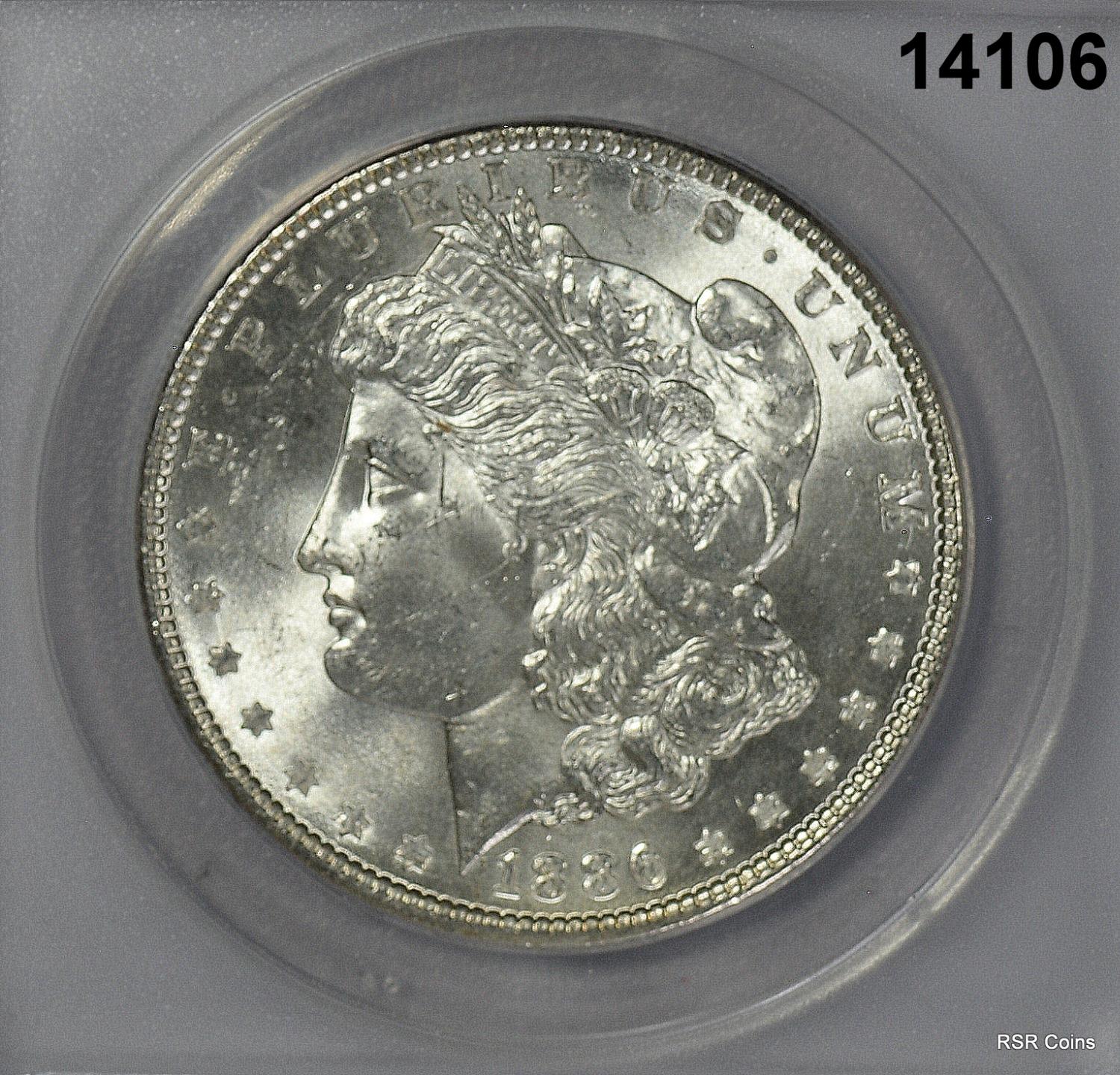 1886 MORGAN SILVER DOLLAR ANACS CERTIFIED MS63! #14106