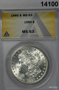 1886 MORGAN SILVER DOLLAR ANACS CERTIFIED MS63! #14100