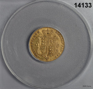 1866 GREAT BRITAIN 1/2 SOVERIGN GOLD DIE 11 ANACS CERTIFIED EF40 CLEANED #14133