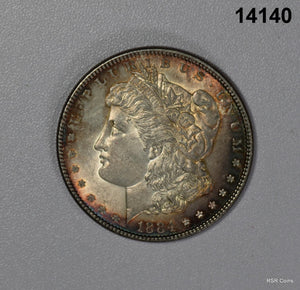 1884 MORGAN SILVER DOLLAR BU ORANGE TONING! #14140