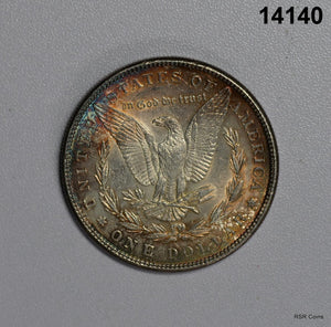 1884 MORGAN SILVER DOLLAR BU ORANGE TONING! #14140