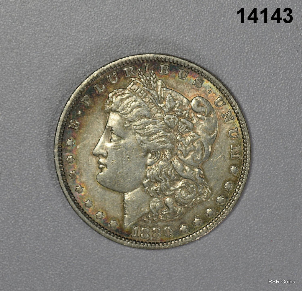 1880 O MORGAN SILVER DOLLAR AU BETTER DATE RAINBOW! #14143