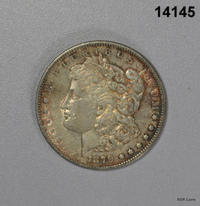 1879 MORGAN SILVER DOLLAR CHOICE AU RAINBOW TONED! NICE! #14145