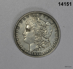 1878 7TF MORGAN SILVER DOLLAR AU DETAILS CLEANED #14151