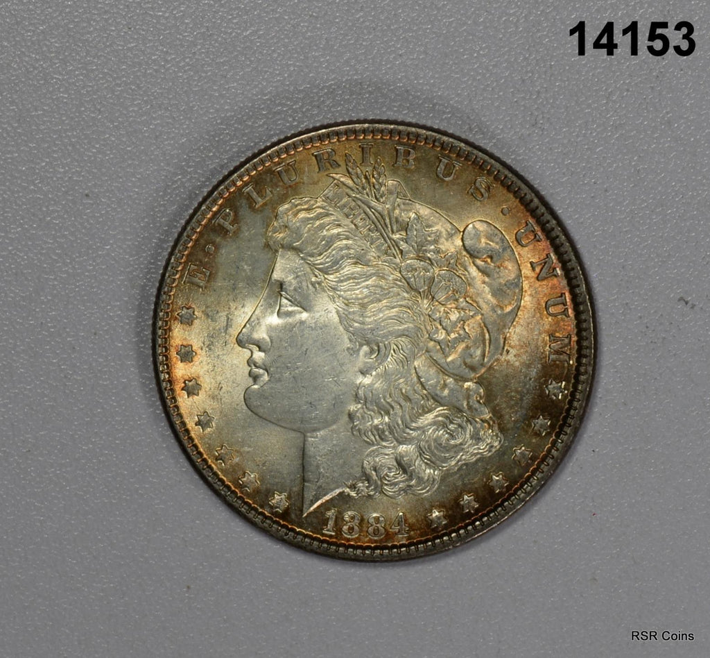 1884 MORGAN SILVER DOLLAR BU ORANGE PERIPHERAL TONING! #14153