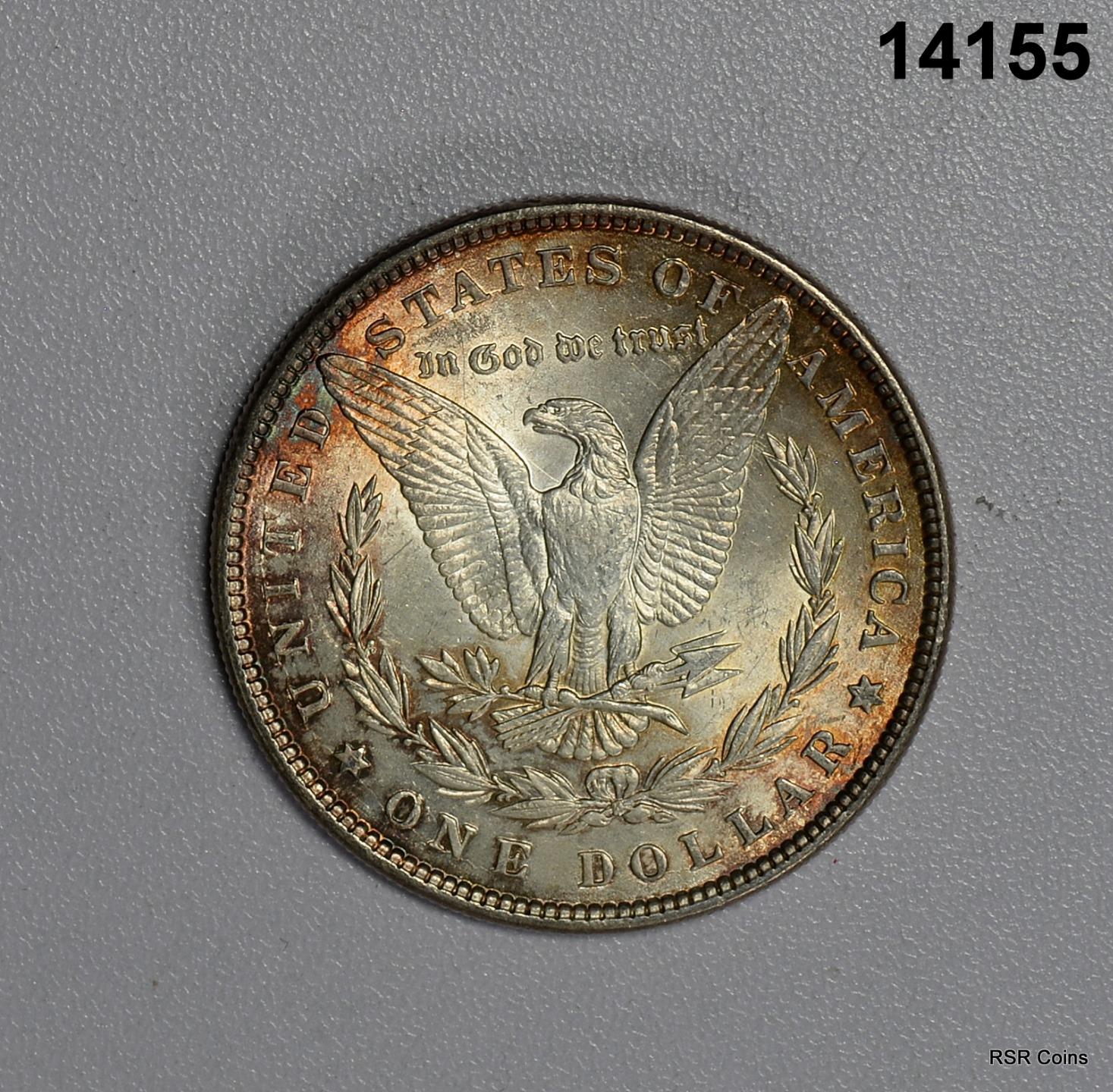 1884 MORGAN SILVER DOLLAR BU ORANGE TONING BOTH SIDES! #14155