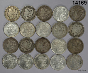 ROLL OF 20 PRE '21 MORGAN 90% SILVER DOLLARS VF-AU NICE LOT! BETTER DATES #14169