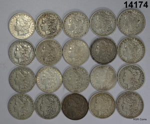 ROLL OF 20 PRE '21 MORGAN 90% SILVER DOLLARS VF-AU DECENT COINS! #14174