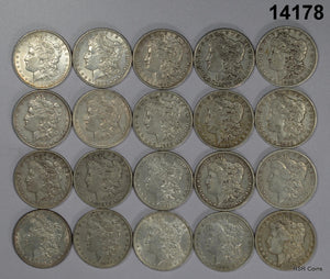 ROLL OF 20 PRE '21 MORGAN SILVER DOLLARS VF-AU NICE COIN MIX! 90 % SILVER!#14178