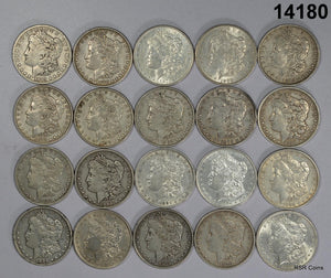 LOT OF 20 PRE '21 MORGAN SILVER DOLLARS VF-AU! 1878 + 1890 ! 90% Silver #14180