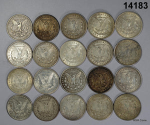 1921 MORGAN SILVER DOLLARS ROLL OF 20 COINS DECENT LOT! 90% SILVER #14183