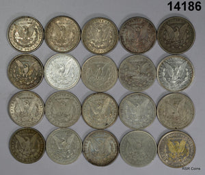 LOT OF 10 PEACE & 10 MORGAN PRE '21 90%SILVER DOLLARS VF-AU SOME CULLS! #14188