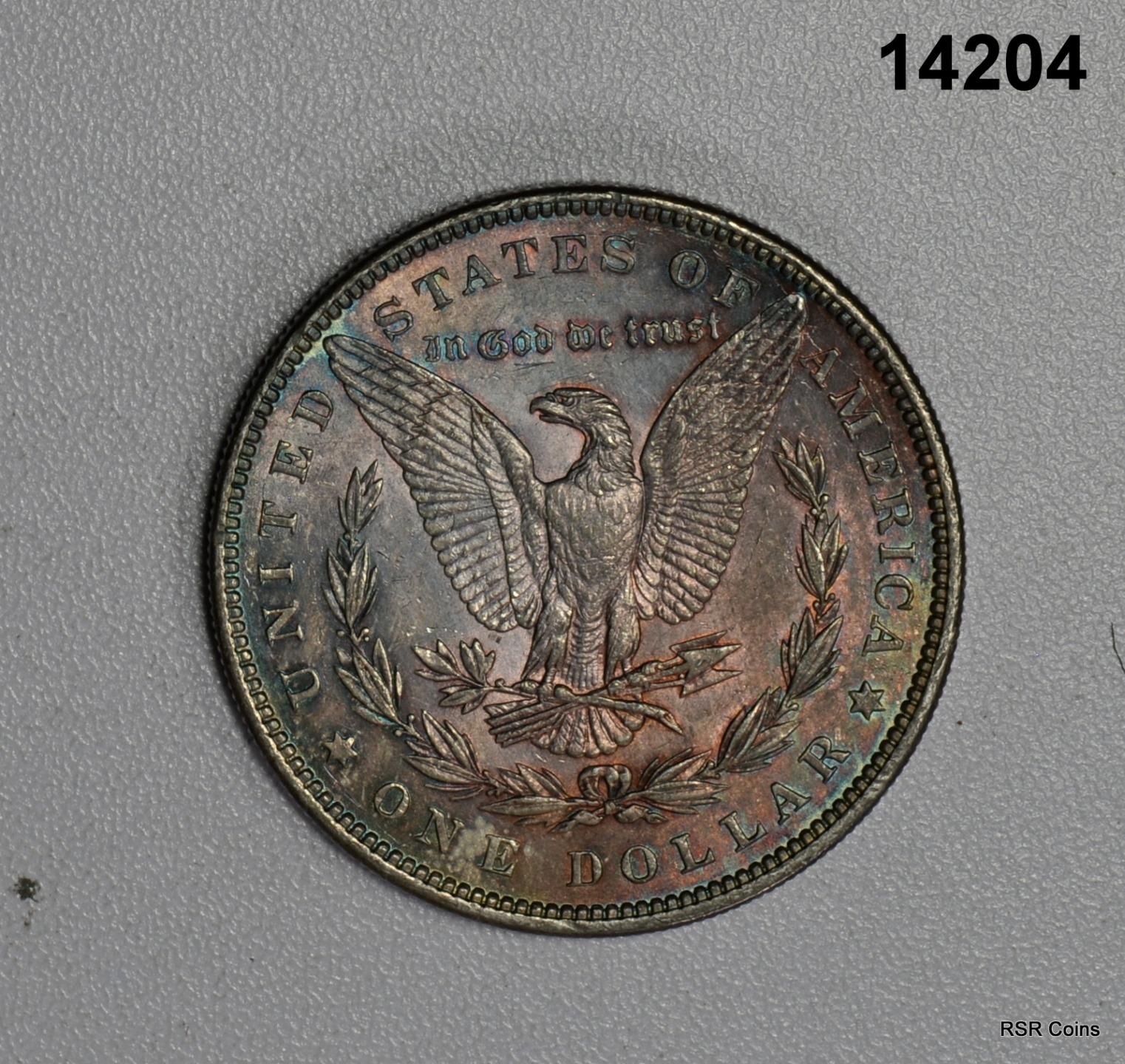 1884 MORGAN SILVER DOLLAR BU RAINBOW TONED! #14204