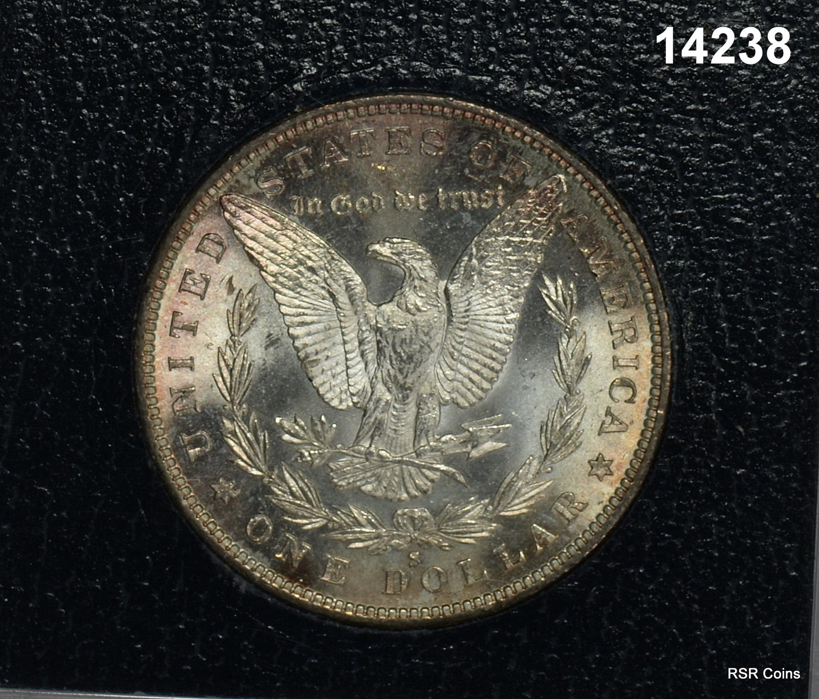 1880 S REDFIELD COLLECTION MORGAN SILVER DOLLAR AMBER RED COLORS #14238