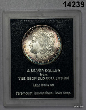 1881 S REDFIELD COLLECTION MORGAN SILVER DOLLAR CHOICE BU! #14239