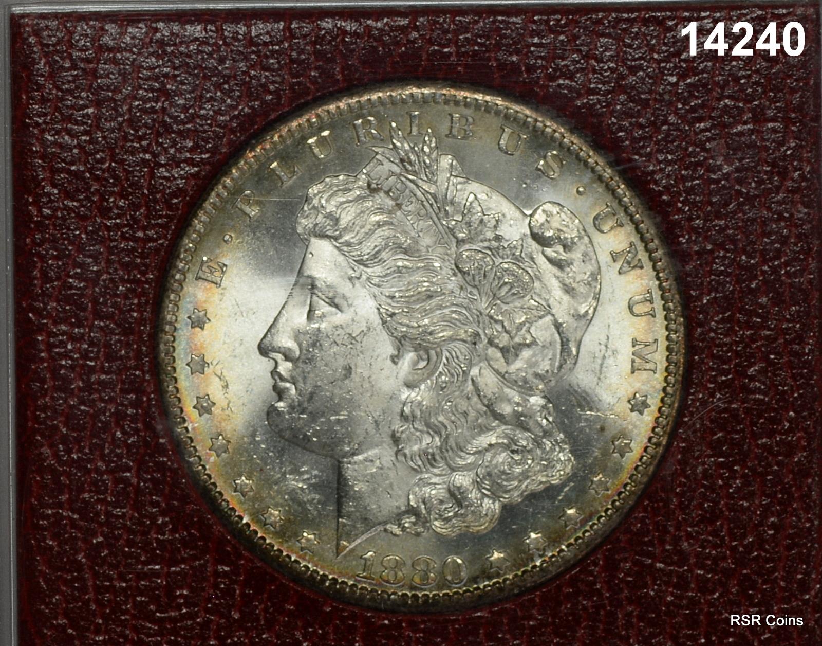 1880 S REDFIELD COLLECTION MORGAN SILVER DOLLAR HOARD COLOR RIM TONING! #14240