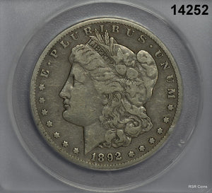 1892 CC MORGAN SILVER DOLLAR SCARCE DATE ANACS CERTIFIED F12! #14252