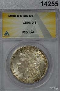 1898 O MORGAN SILVER DOLLAR ANACS CERTIFIED MS64 GOLDEN TONING! #14255