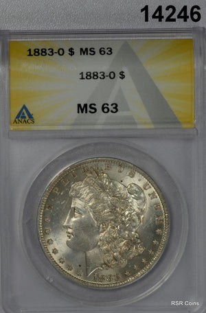 1883 O MORGAN SILVER DOLLAR FULLY STRUCK FROSTY! ANACS CERTIFIED MS63! #14246