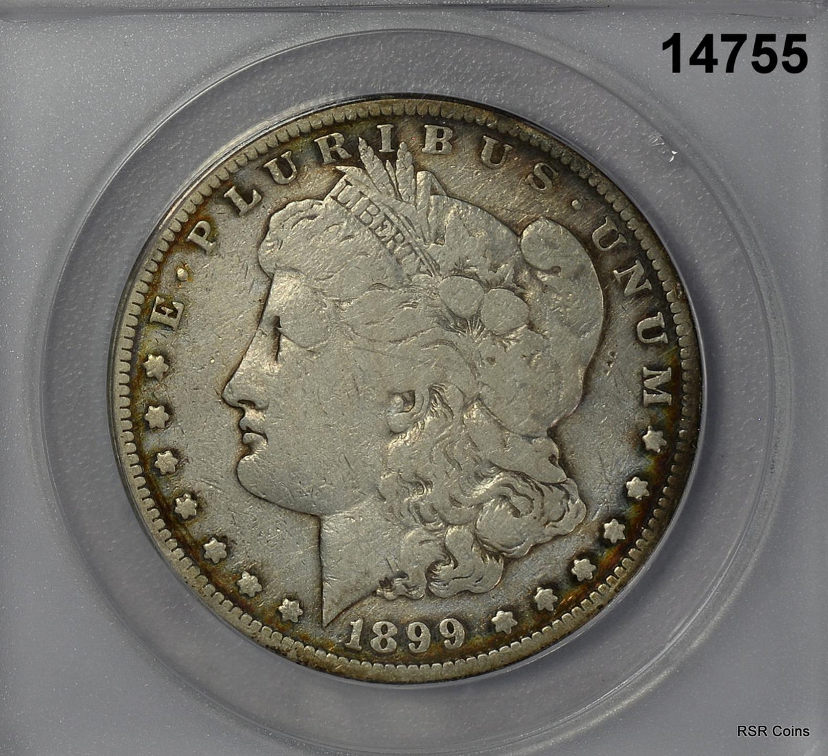 1899 S MORGAN SILVER DOLLAR ANACS CERTIFIED VG10 RIMS DAMAGED SCRATCH ...