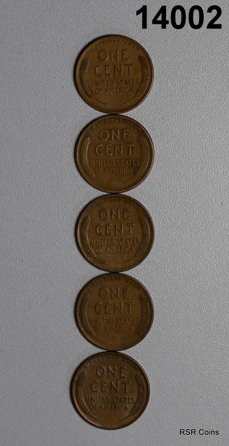 LOT OF 5 LINCOLN CENTS: 1934 AU, 1928 AU, 1927 S XF, 1920 XF, 1932 XF#14002