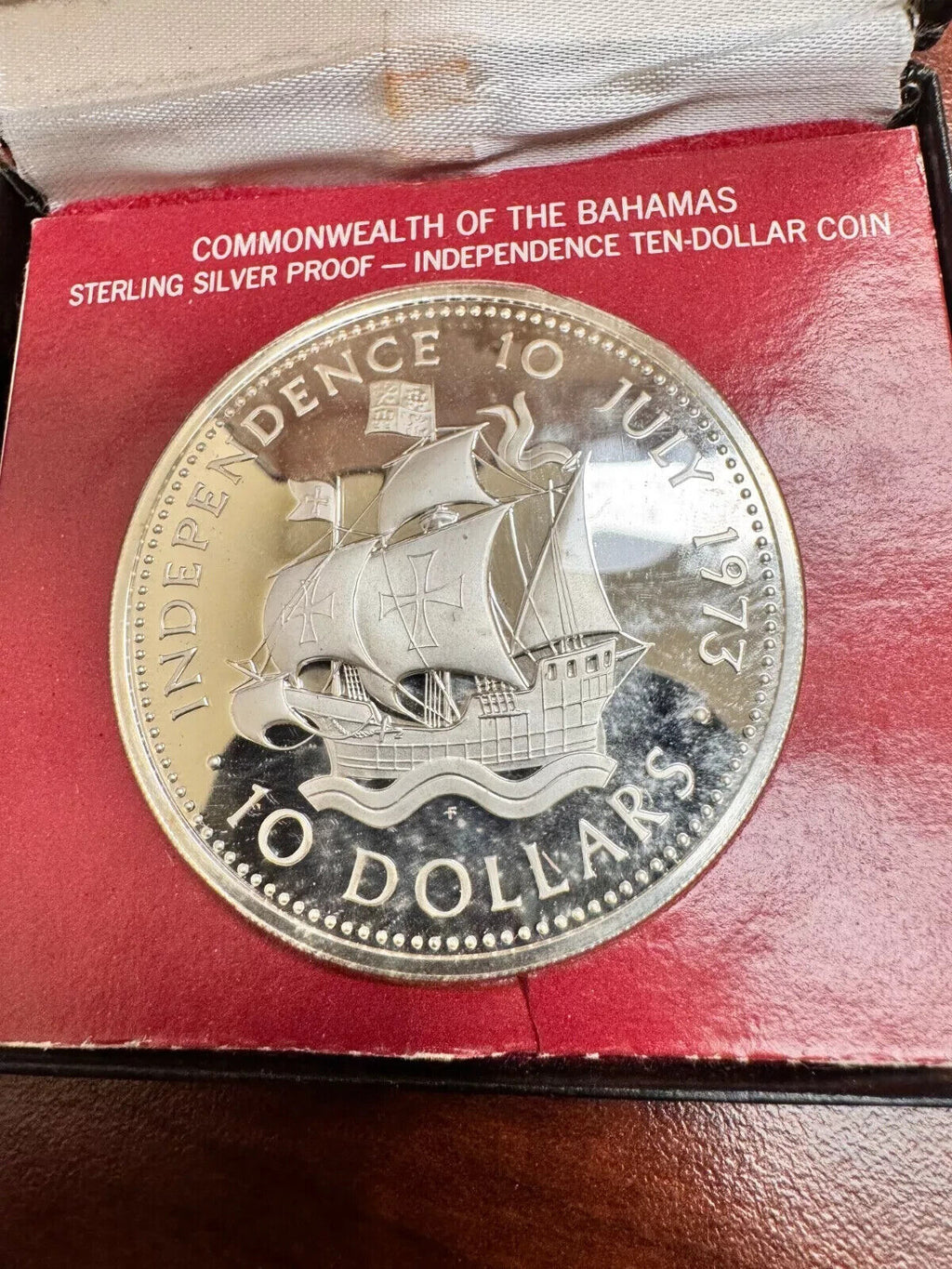 1973 Bahamas $10 Dollar Independence Day Silver GEM Proof w/COA & Original Box