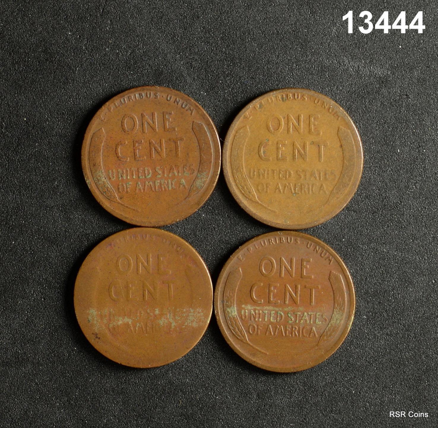 LOT OF 4 LINCOLN CENTS: 1912 D G, 1911 D VG, 1918 S VG, 1915 D VF! #13444