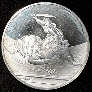 THE GENIUS OF MICHELANGELO "DAVID AND GOLIATH" STERLING SILVER MEDAL OVER 1.2 OZ