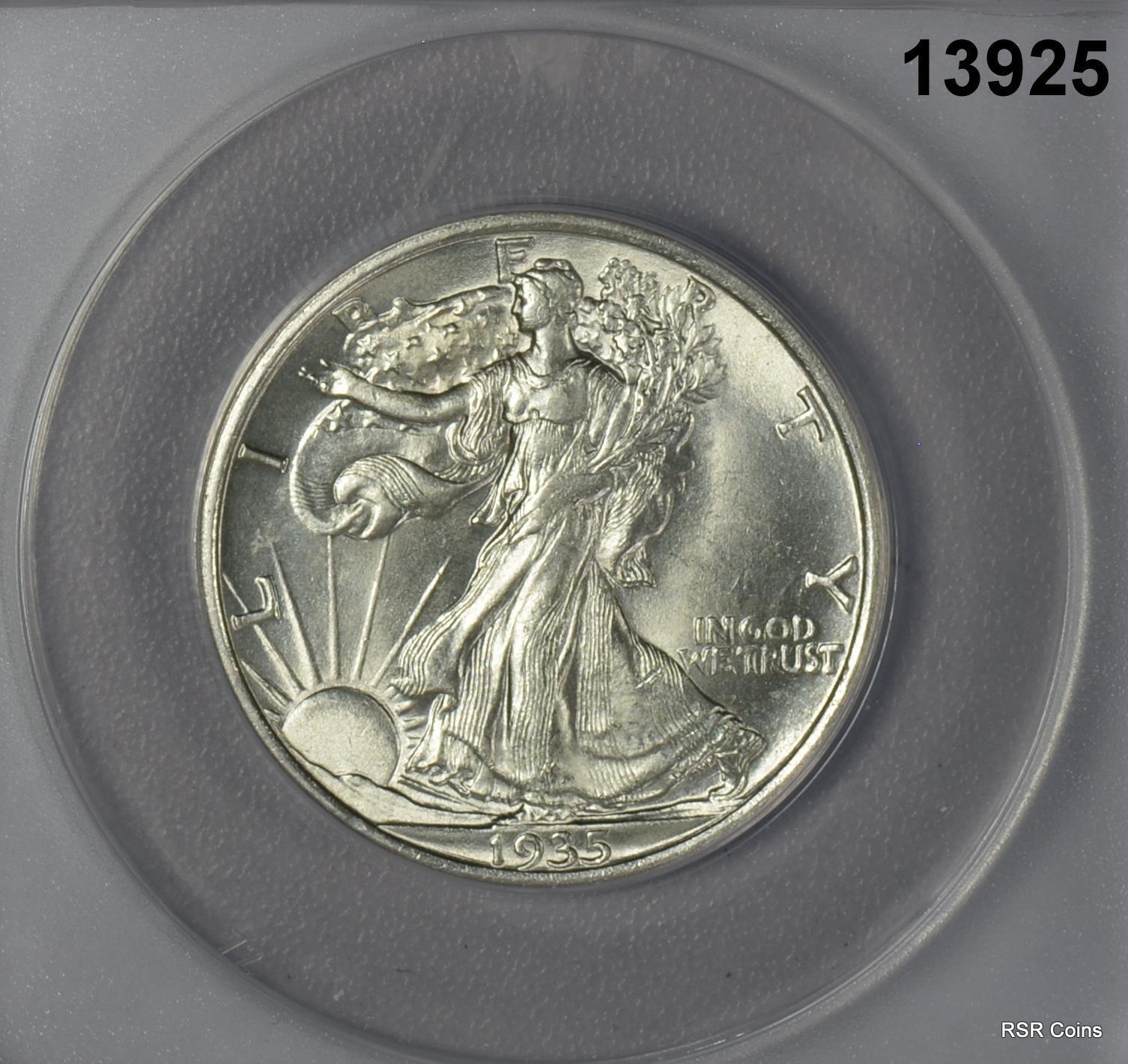 1935 WALKING LIBERTY HALF ANACS CERTIFIED MS64 FLASHY! #13925