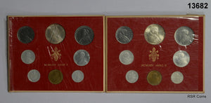 1963 + 1964 VATICAN BU 8 COIN SETS 500 LIRA SILVER #13682