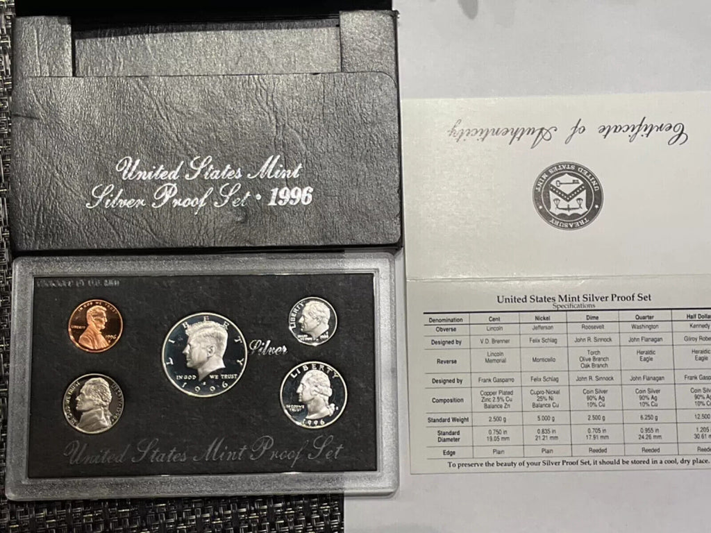 1996 S  SILVER PROOF Set! US Coins w/Box and COA GEM!!