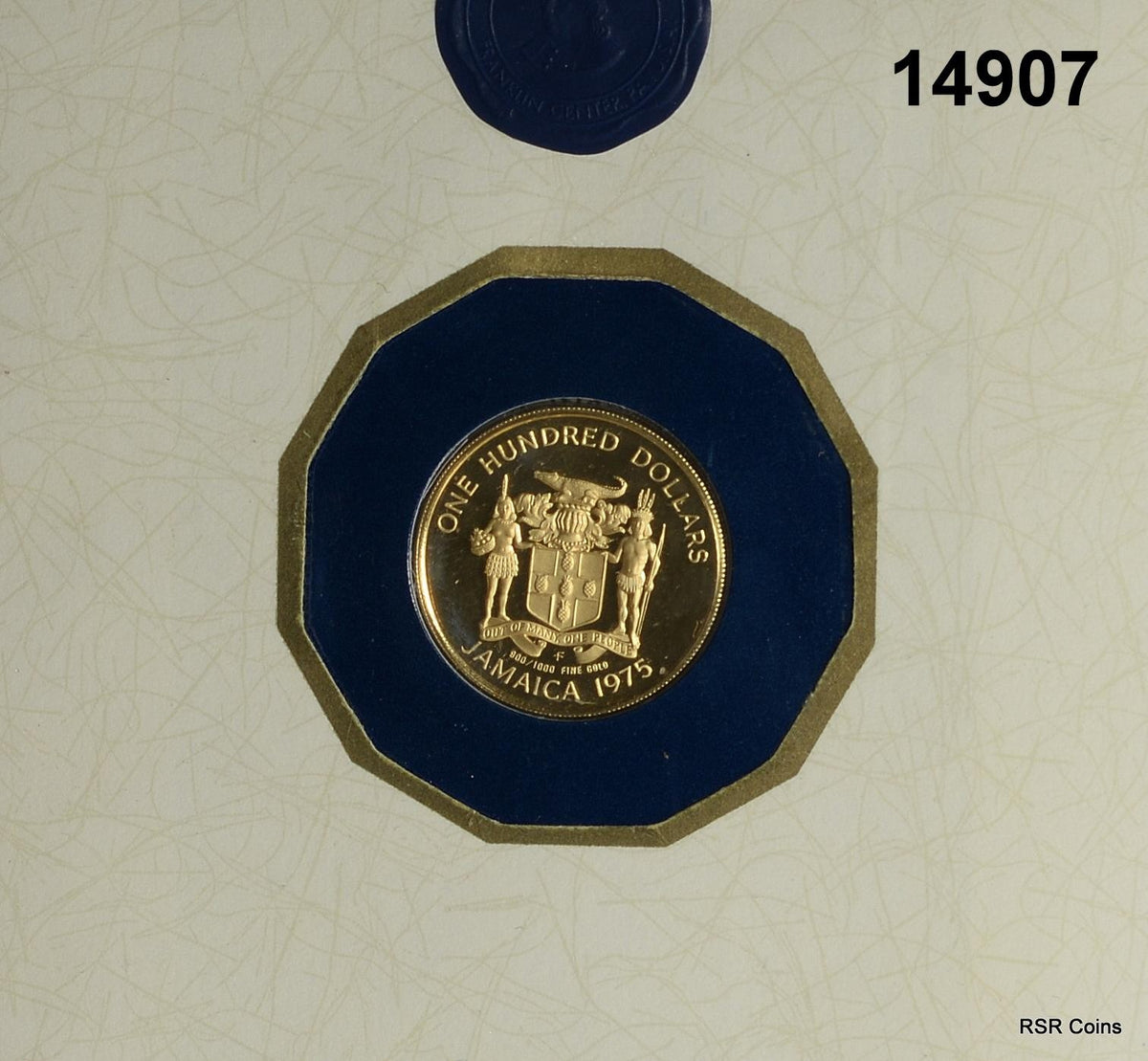 1975 $100 GOLD COIN OF JAMAICA 7.83 GR 90% PURE FRANKLIN MINT COA ...