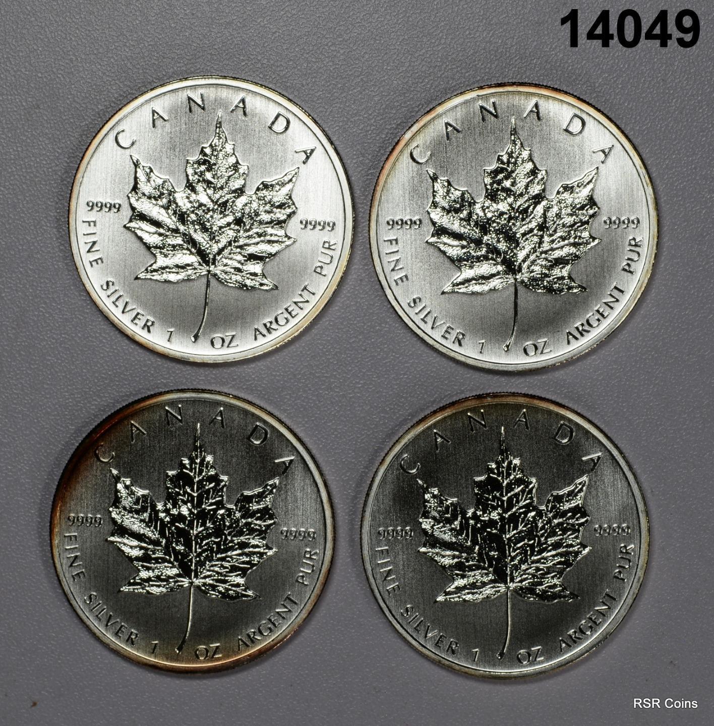 LOT OF 4 CANADA MAPLE LEAF 1 OZ .9999 SILVER ALL 2012 GEM! #14049