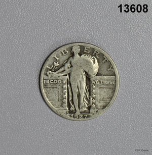 1927 D STANDING QUARTER FINE! #13608