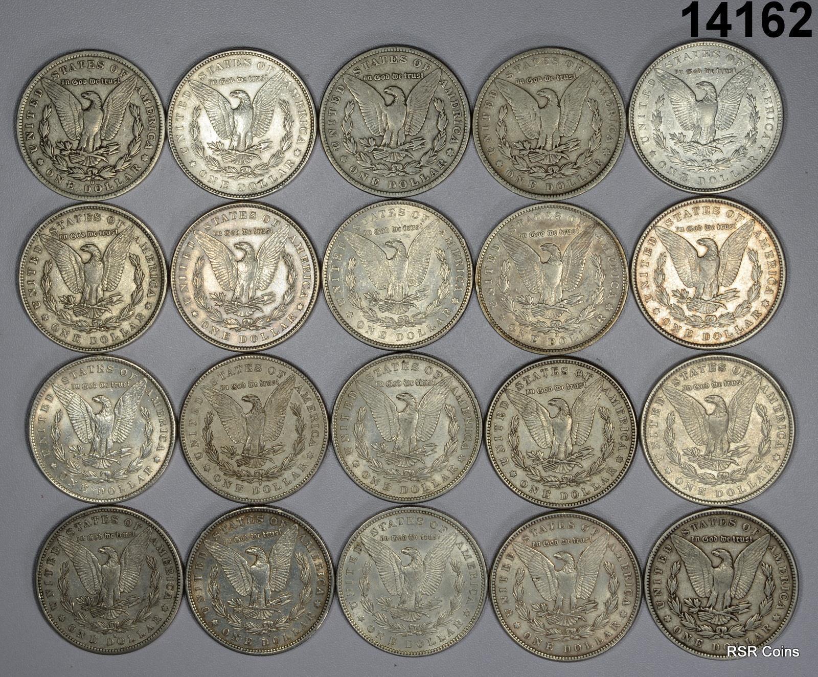 ROLL OF 20 PRE '21 MORGAN SILVER DOLLAR DECENT MIXED DATES! VF-AU 90 %#14162