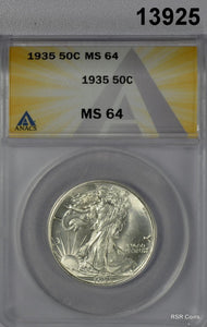 1935 WALKING LIBERTY HALF ANACS CERTIFIED MS64 FLASHY! #13925