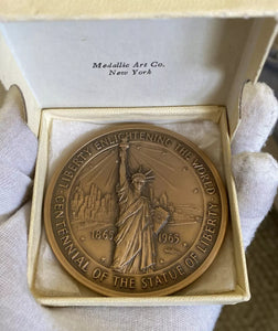 1965 Bronze STATUE OF LIBERTY/Federal Hall 2.5" Centennial Coin Medal COA #14175