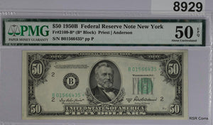 $50 1950 B FEDERAL RESERVE NOTE NY FR#2109-B* STAR PMG CERTIFIED 50 EPQ #8929