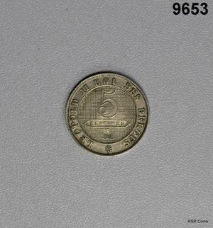 1898 BELGIUM 5 CENTIMES AU+ #9653