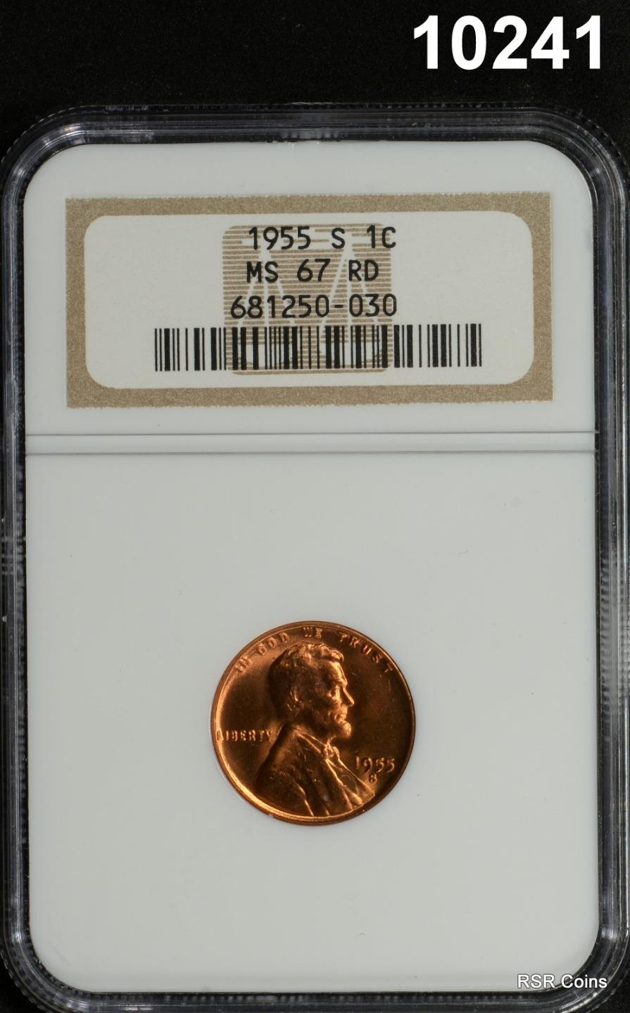 1955 S LINCOLN CENT NGC CERTIFIED MS67 RD FULL RED GEM! #10241