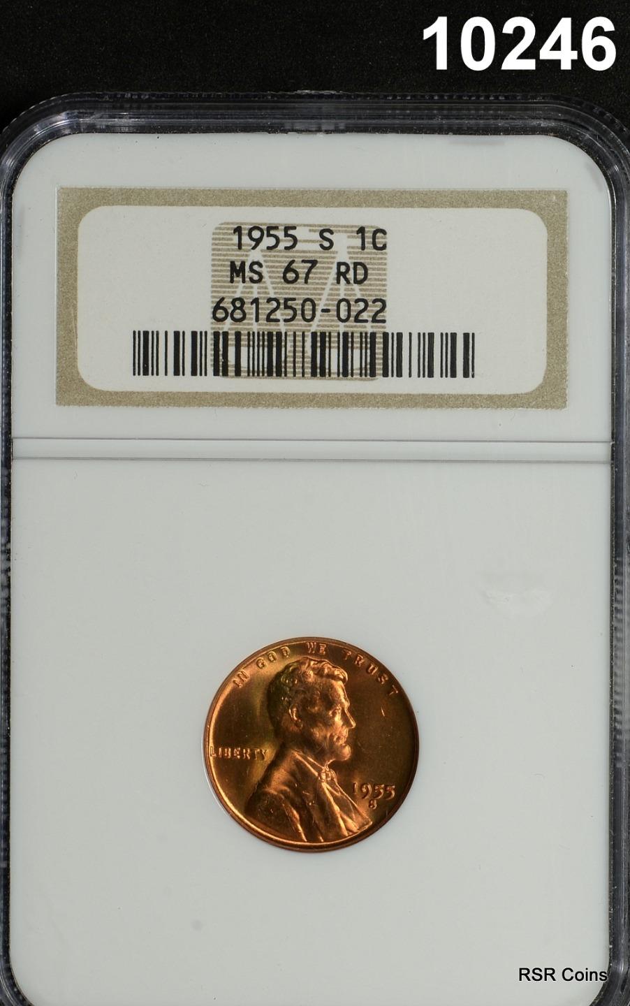 1955 S LINCOLN CENT NGC CERTIFIED MS67 RD FULL RED GEM! #10246