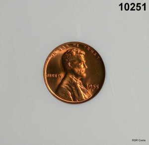 1955 S LINCOLN CENT NGC CERTIFIED MS67 RD FULL RED GEM! #10251