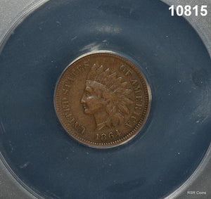 1864 INDIAN HEAD CENT ANACS CERTIFIED VF25 WITH L RARE VARIETY! #10815