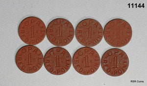 OPA WAR RATION TOKENS SET OF 8 REDS #11144