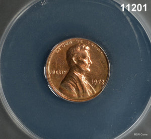 1972 LINCOLN CENT FS101 DDO 001 ANACS CERTIFIED AU58 POLISHED #11201