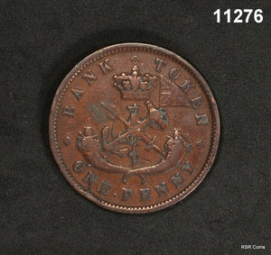 1850 BANK OF UPPER CANADA ONE PENNY TOKEN NICE #11276