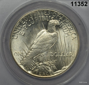 1925 PEACE SILVER DOLLAR ANACS CERTIFIED MS62 FLASHY! #11352