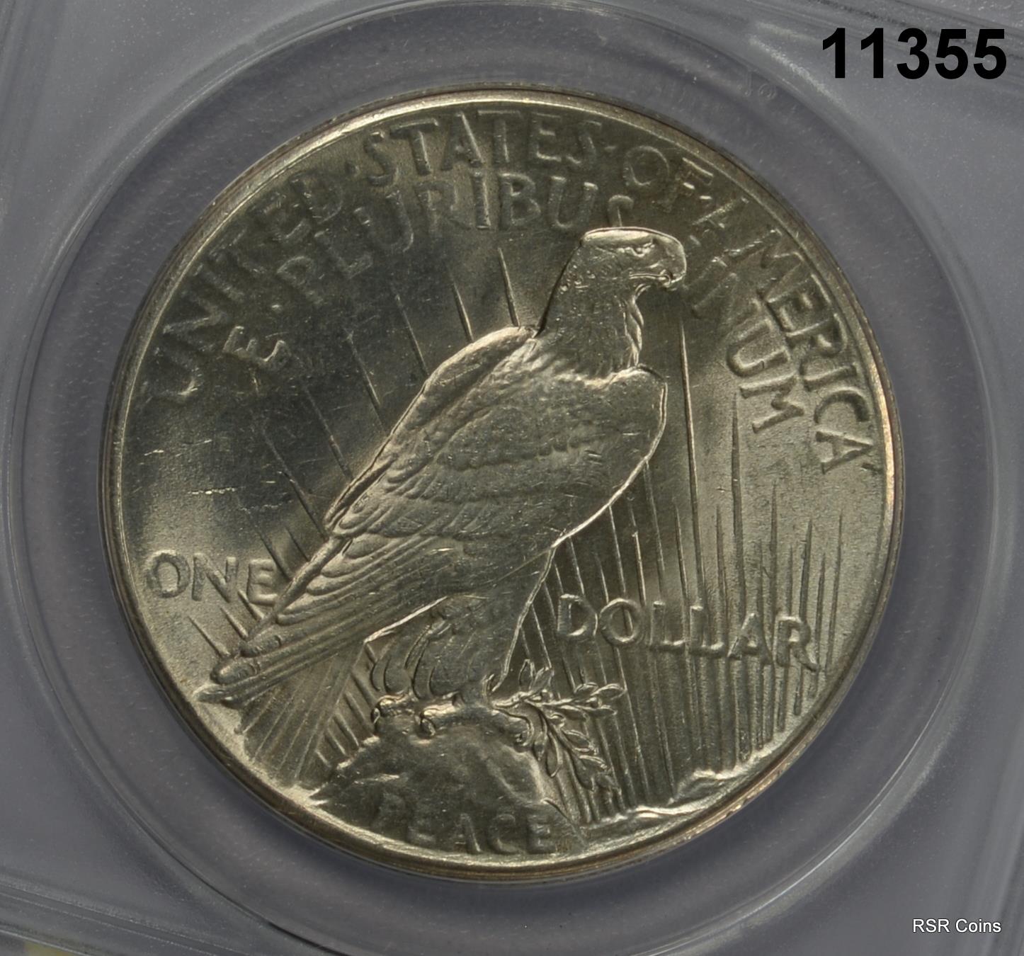 1927 PEACE SILVER DOLLAR ANACS CERTIFIED AU58 CLEANED MINTAGE 848,000 #11355