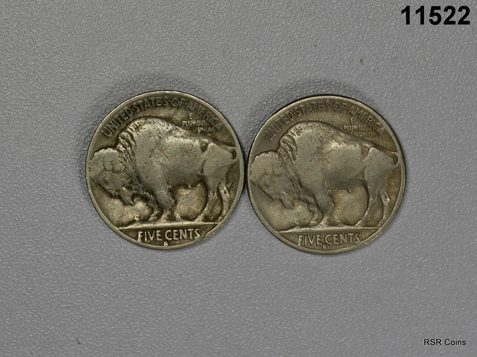 LOT OF 2 BUFFALO NICKELS 1929 S FINE & 1930 S VF! #11522